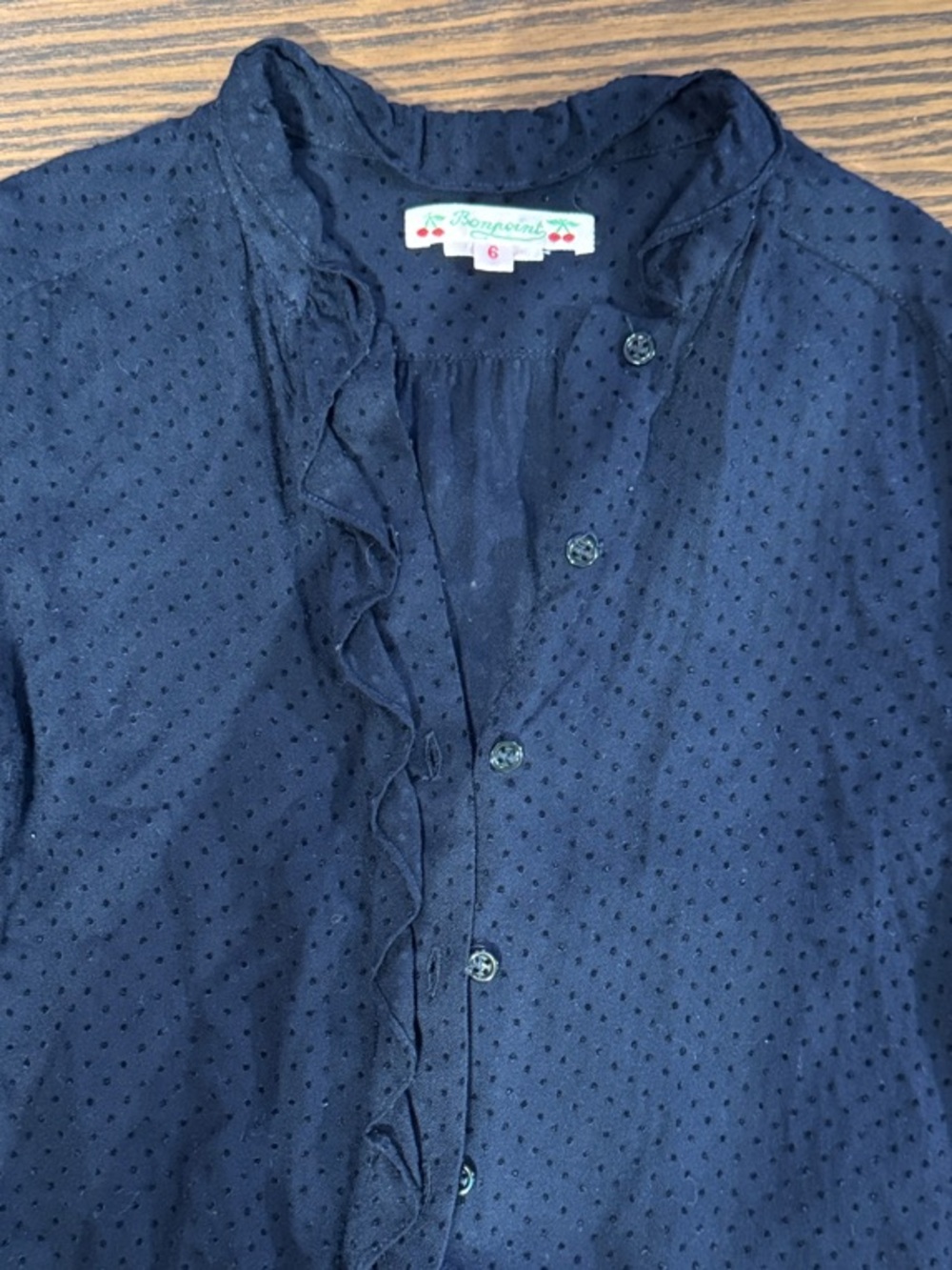 Bonpoint Navy Blue Girls Button-Down Blouse